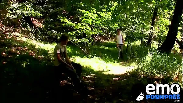 Tonton Cute emos Skylar and Jesse share anal passion in a wood total Video