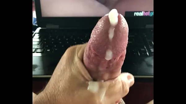 Tonton Big cock masturbation with huge cumload while watching porn jumlah Video