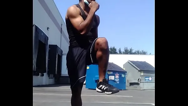 Watch Thick cock black workout Spokane, work trip ,big balls gonna edge later for big cumshotmorning muscle bbc master outside showing off arms,and chest from seattle,wa-spokane total Videos