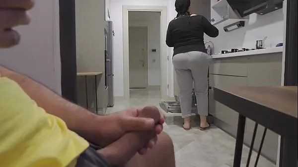 Watch Stepmom caught me jerking off while watching her big ass in the Kitchen total Videos