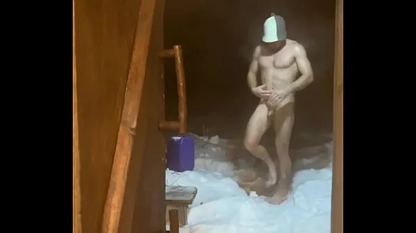 Watch Sex VLOG from VILLAGE / Horny in the bathhouse and jerking off a big dick / Pissing in an outdoor toilet in winter total Videos